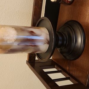 White Pillar Candle Floral  Cream and Brown Flowers Candle Base not included